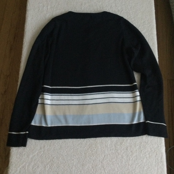 Vintage Van Heusen Striped Cardigan Sweater Black - Sz Medium - Picture 7 of 8
